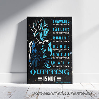Dragon Ball Canvas Wall Art - DR015 - Goku Super Saiyan Blue - Quitting Is Not