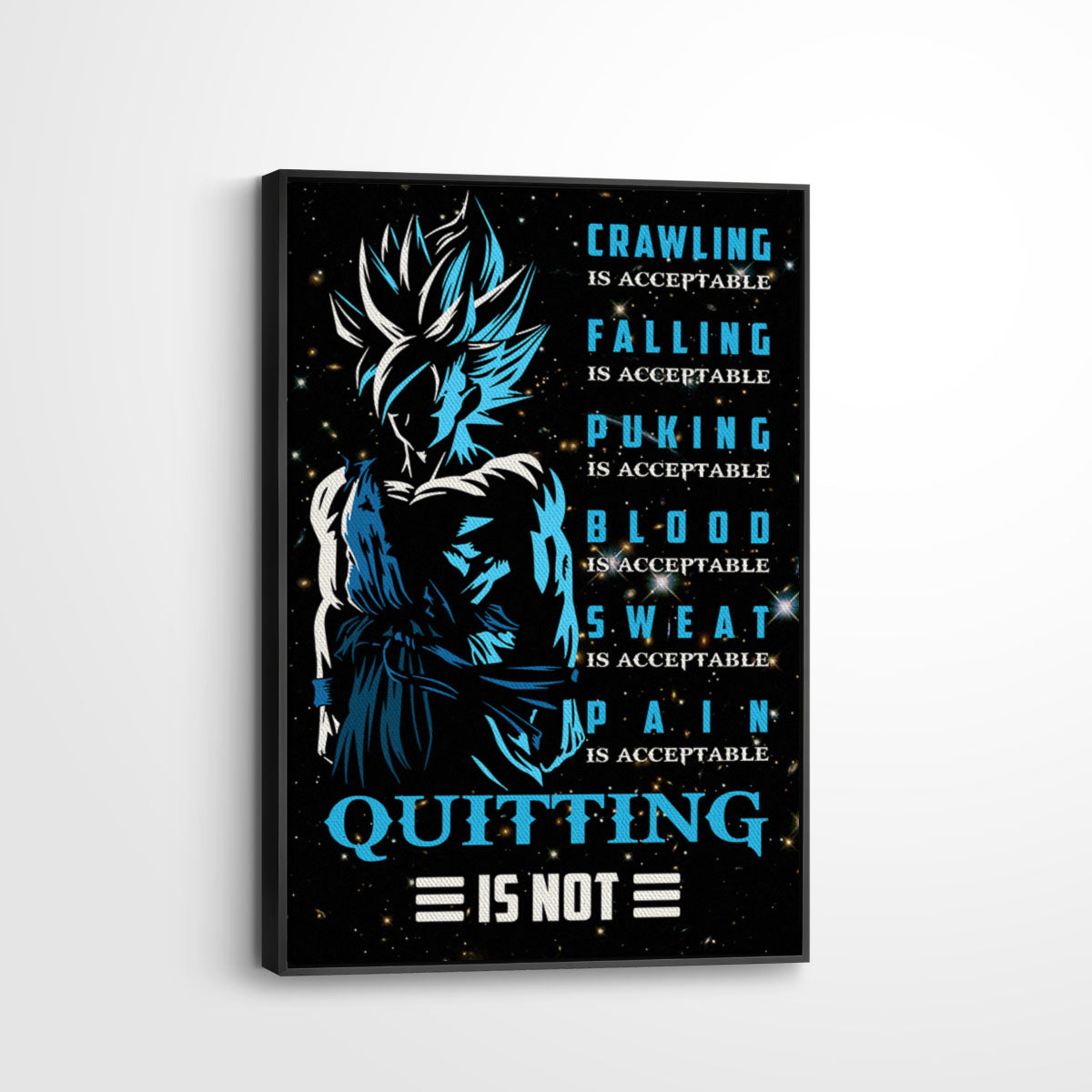 Dragon Ball Canvas Wall Art - DR015 - Goku Super Saiyan Blue - Quitting Is Not