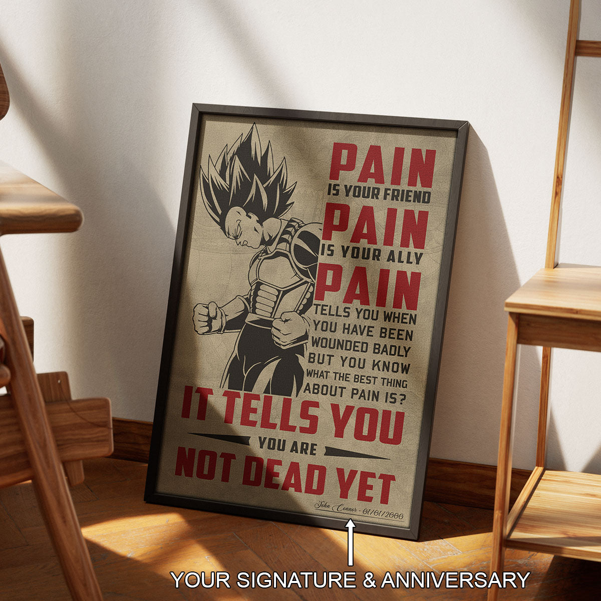 Dragon Ball Canvas Wall Art - DR016 - Super Saiyan Vegeta - Pain Is Your Friend