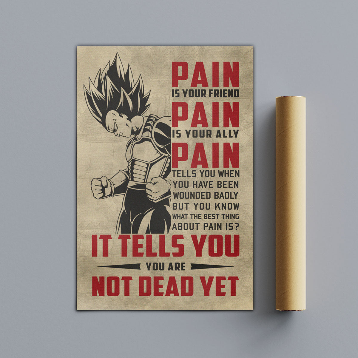 Dragon Ball Canvas Wall Art - DR016 - Super Saiyan Vegeta - Pain Is Your Friend