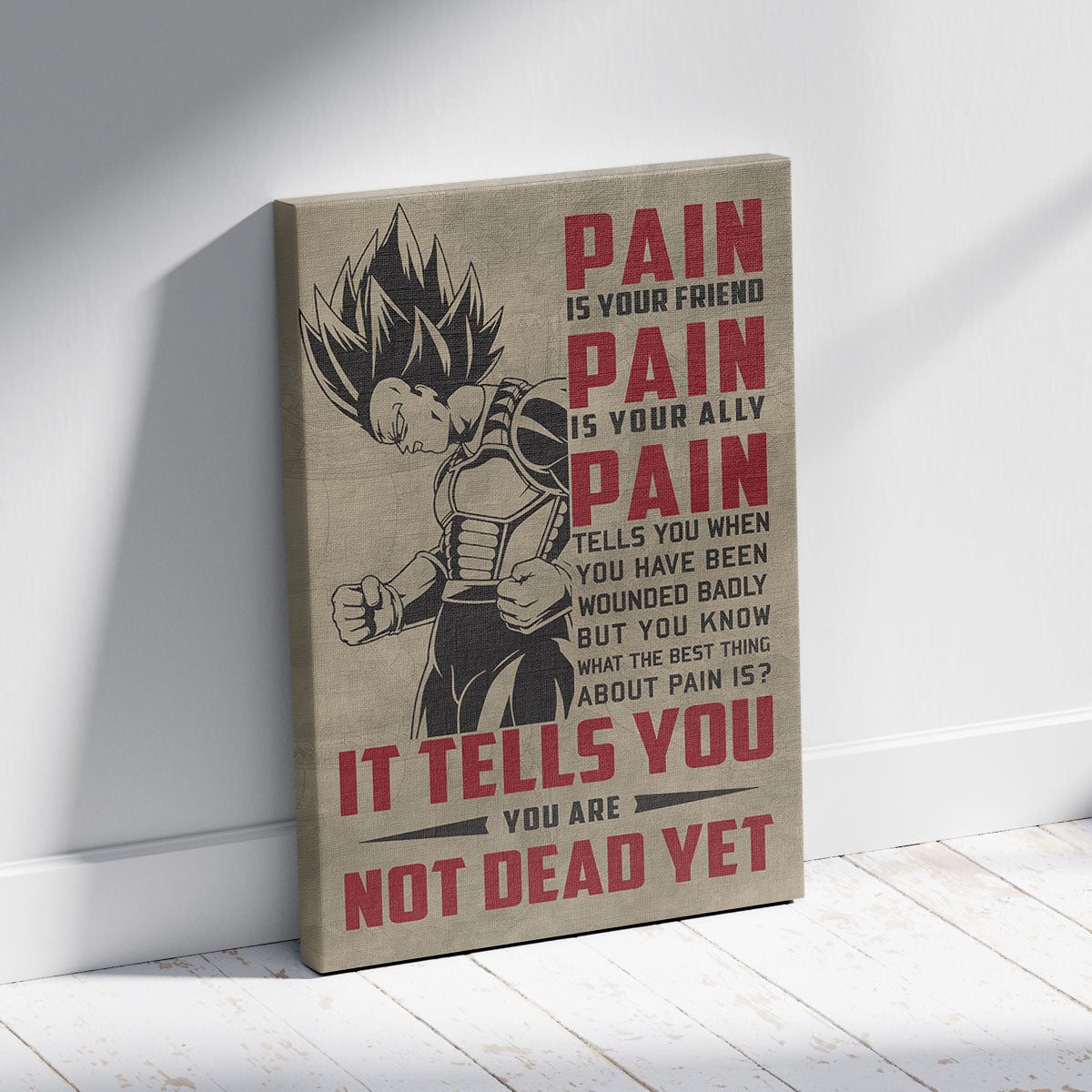 Dragon Ball Canvas Wall Art - DR016 - Super Saiyan Vegeta - Pain Is Your Friend