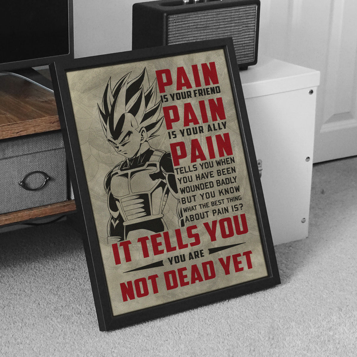 Dragon Ball Canvas Wall Art - DR017 - Vegeta Super Saiyan - Pain Is Your Friend