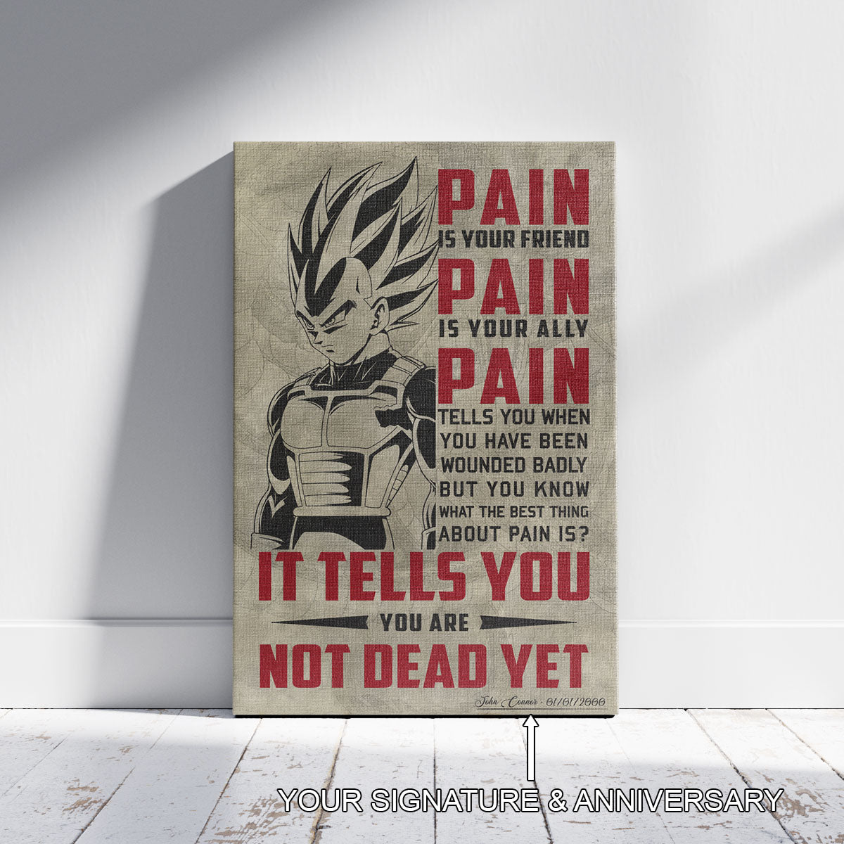 Dragon Ball Canvas Wall Art - DR017 - Vegeta Super Saiyan - Pain Is Your Friend