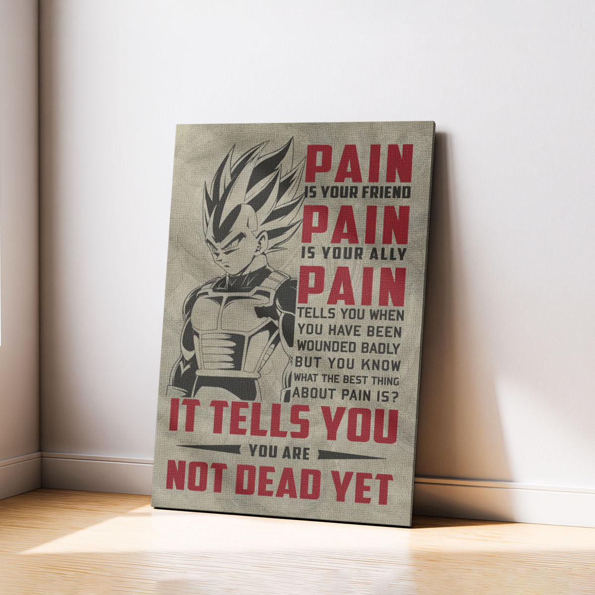 Dragon Ball Canvas Wall Art - DR017 - Vegeta Super Saiyan - Pain Is Your Friend
