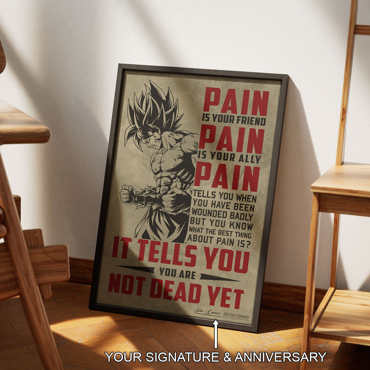 Dragon Ball Canvas Wall Art - DR018 - Super Saiyan Goku - Pain Is Your Friend