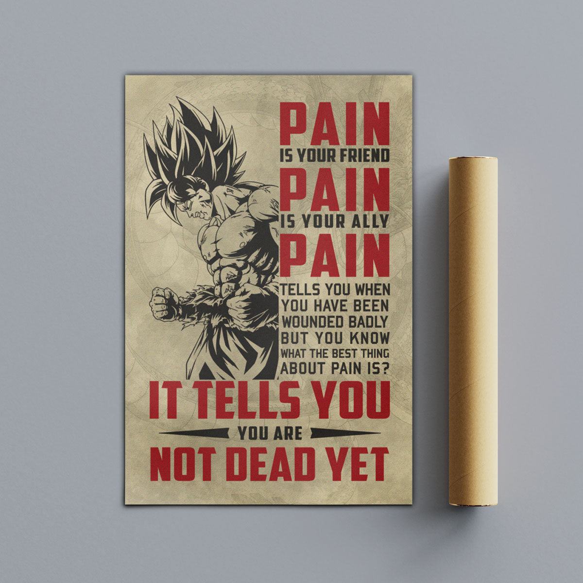 Dragon Ball Canvas Wall Art - DR018 - Super Saiyan Goku - Pain Is Your Friend