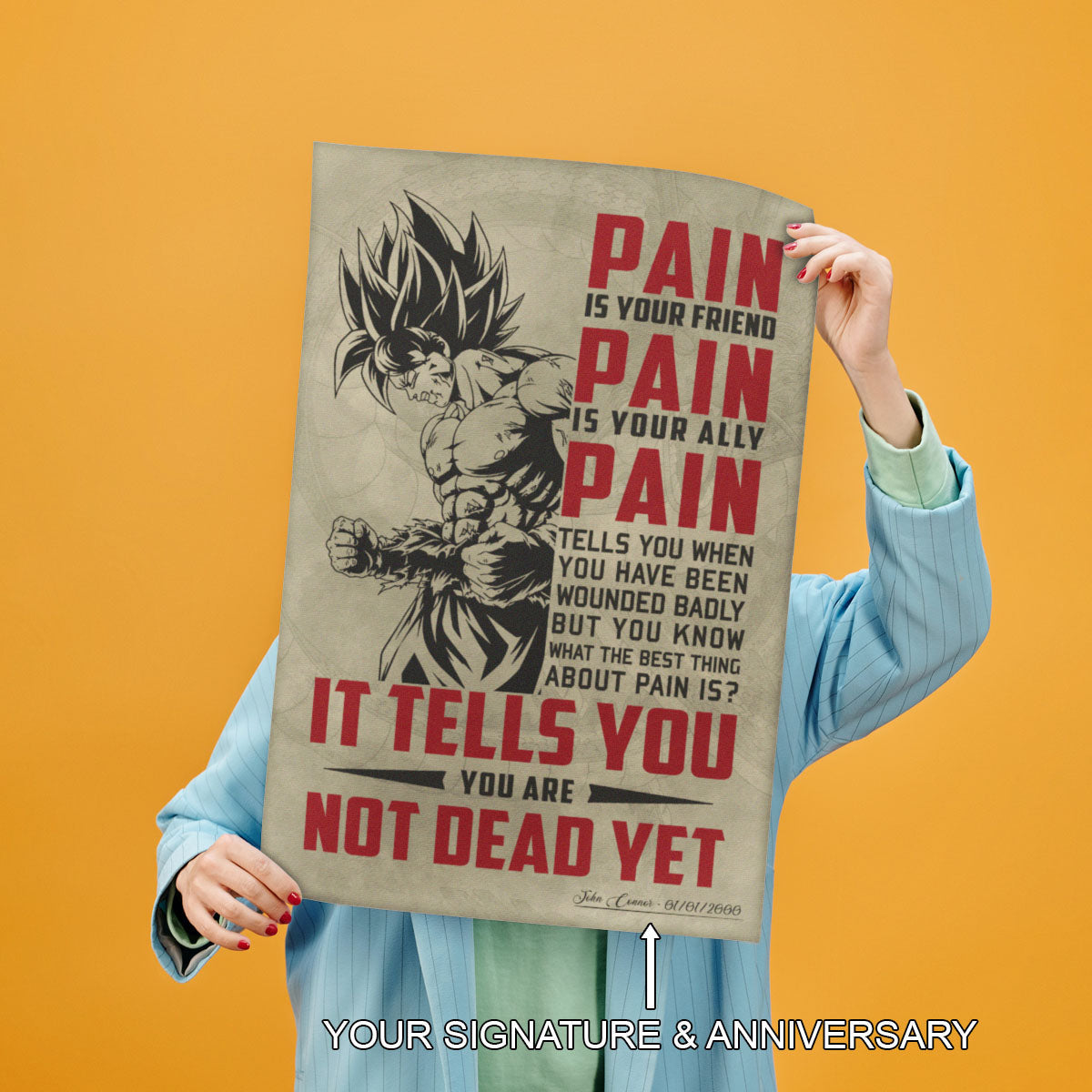 Dragon Ball Canvas Wall Art - DR018 - Super Saiyan Goku - Pain Is Your Friend