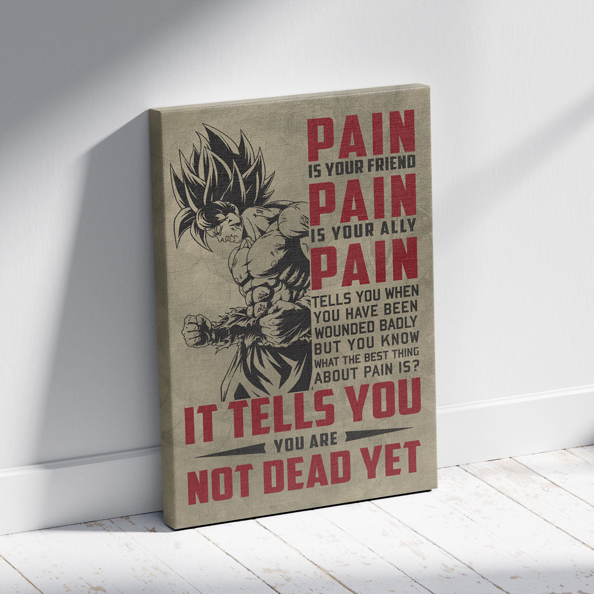 Dragon Ball Canvas Wall Art - DR018 - Super Saiyan Goku - Pain Is Your Friend