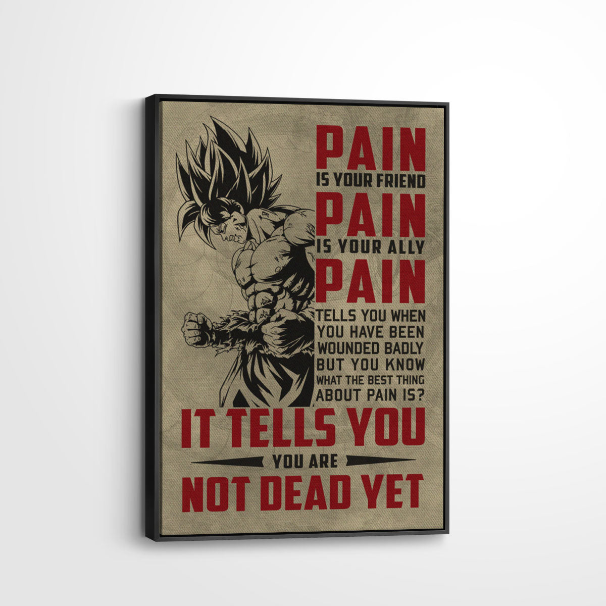 Dragon Ball Canvas Wall Art - DR018 - Super Saiyan Goku - Pain Is Your Friend