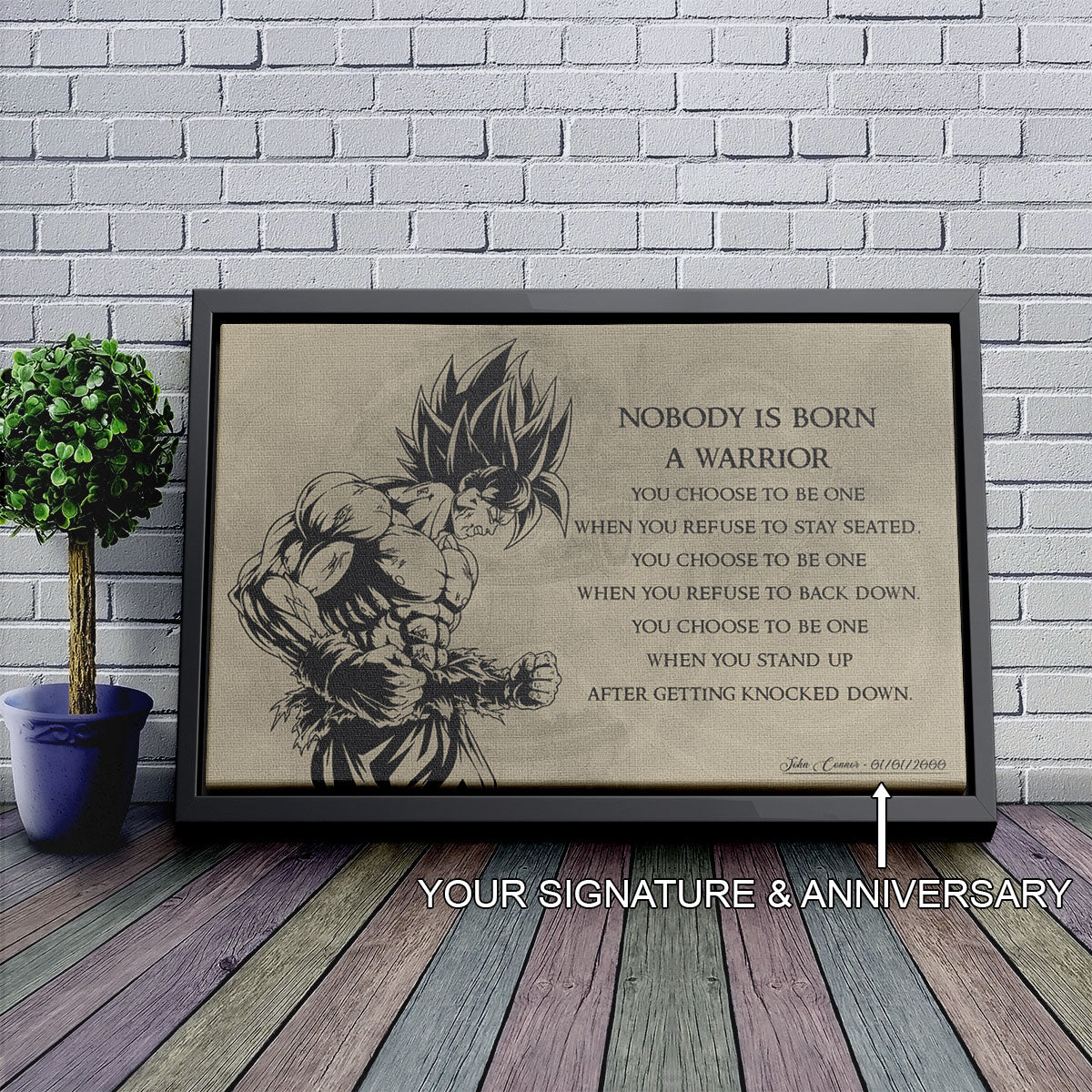 Dragon Ball Canvas Wall Art - DR020 - Super Saiyan Goku - Nobody Is Born A Warrior