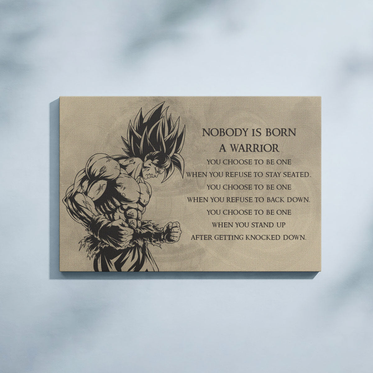 Dragon Ball Canvas Wall Art - DR020 - Super Saiyan Goku - Nobody Is Born A Warrior