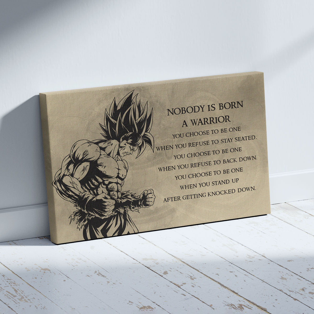Dragon Ball Canvas Wall Art - DR020 - Super Saiyan Goku - Nobody Is Born A Warrior