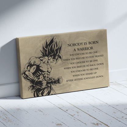 Dragon Ball Canvas Wall Art - DR020 - Super Saiyan Goku - Nobody Is Born A Warrior