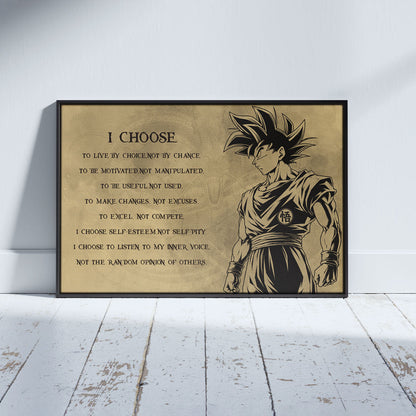 Dragon Ball Canvas Wall Art - DR031 - Super Saiyan Goku - I Choose