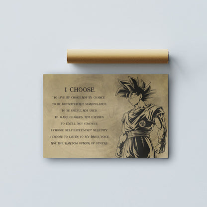 Dragon Ball Canvas Wall Art - DR031 - Super Saiyan Goku - I Choose