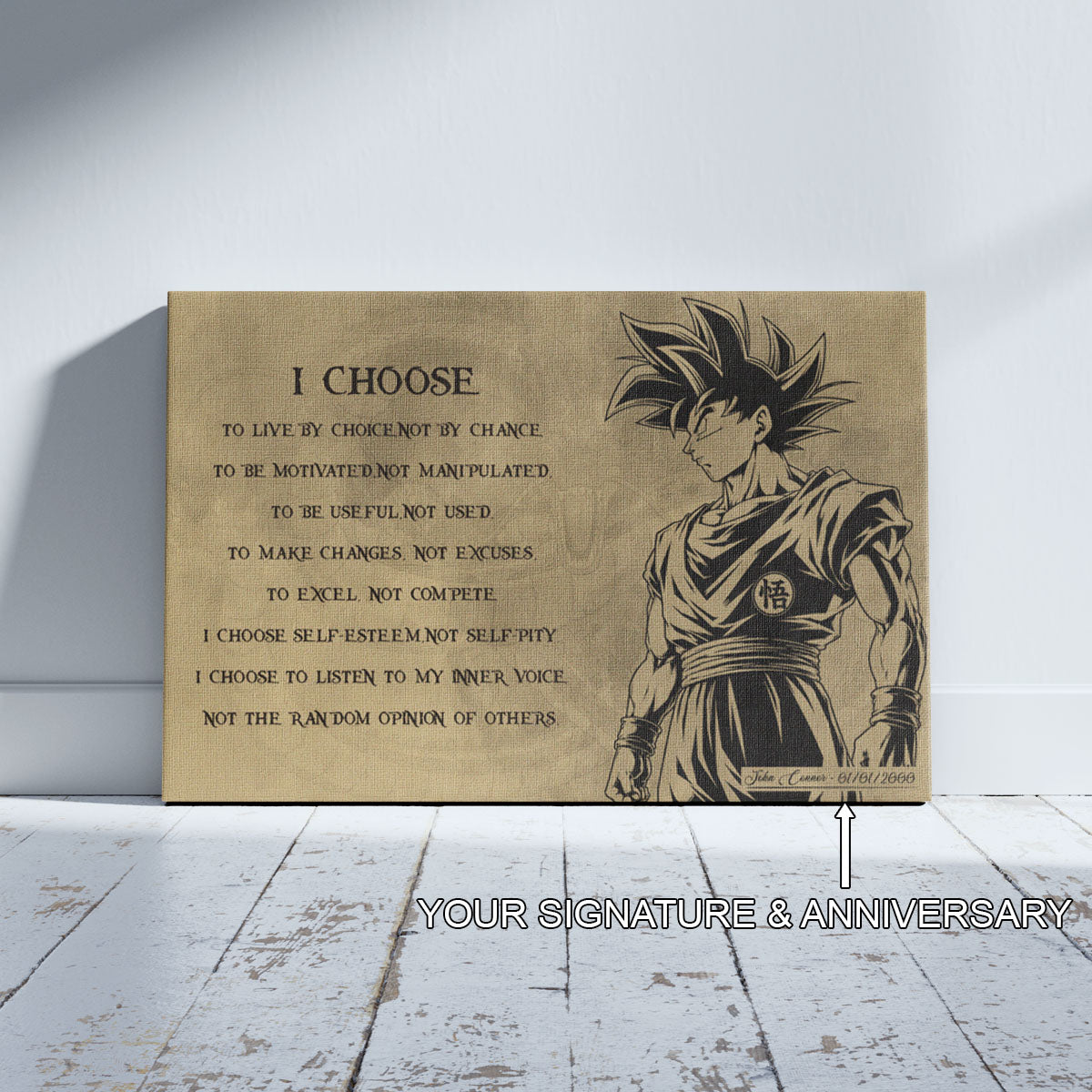 Dragon Ball Canvas Wall Art - DR031 - Super Saiyan Goku - I Choose