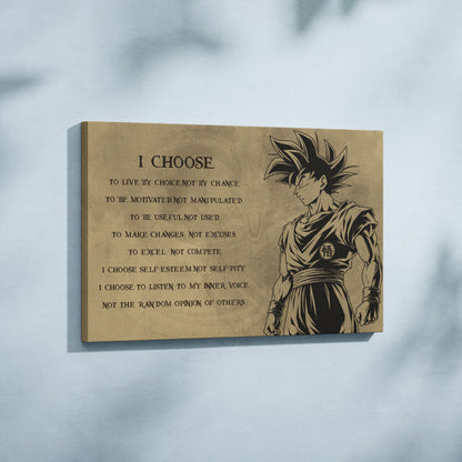 Dragon Ball Canvas Wall Art - DR031 - Super Saiyan Goku - I Choose