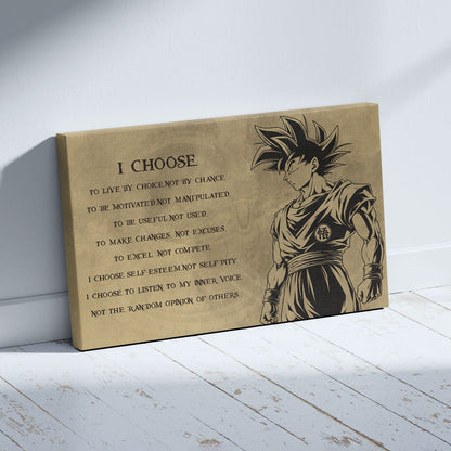 Dragon Ball Canvas Wall Art - DR031 - Super Saiyan Goku - I Choose