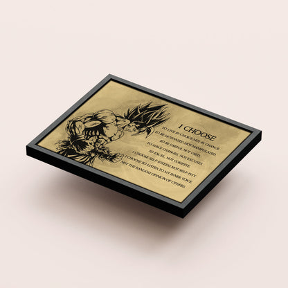 Dragon Ball Z Goku Super Saiyan Canvas Wall Art -  DBZ Motivational Quote "I Choose" Print - Ready to Hang Home Office Decor - DR033
