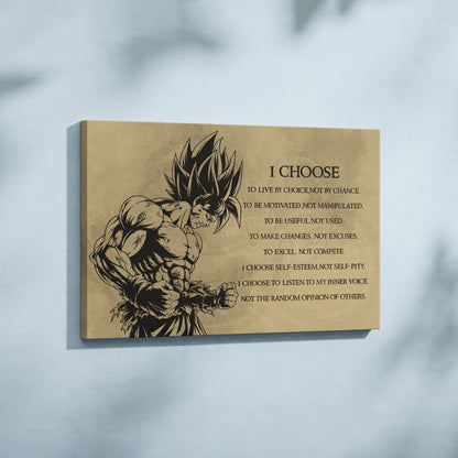 Dragon Ball Canvas Wall Art - DR033 - Super Saiyan Goku - I Choose