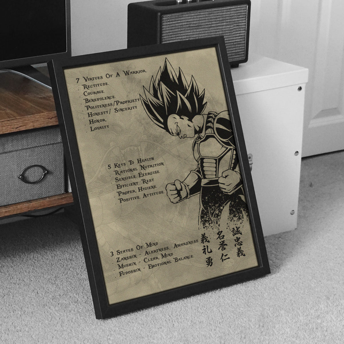 Dragon Ball Canvas Wall Art - DR043 - Vegeta - 7 Virtues of a Warrior - 5 Keys to Health