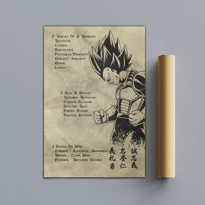 Dragon Ball Canvas Wall Art - DR043 - Vegeta - 7 Virtues of a Warrior - 5 Keys to Health