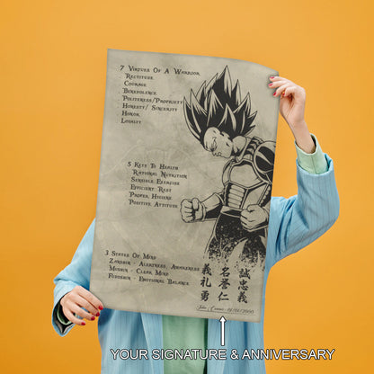 Dragon Ball Canvas Wall Art - DR043 - Vegeta - 7 Virtues of a Warrior - 5 Keys to Health