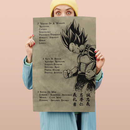 Dragon Ball Canvas Wall Art - DR043 - Vegeta - 7 Virtues of a Warrior - 5 Keys to Health