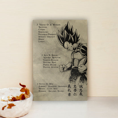 Dragon Ball Canvas Wall Art - DR043 - Vegeta - 7 Virtues of a Warrior - 5 Keys to Health