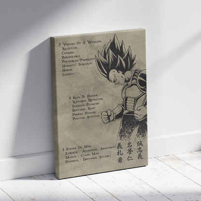 Dragon Ball Canvas Wall Art - DR043 - Vegeta - 7 Virtues of a Warrior - 5 Keys to Health