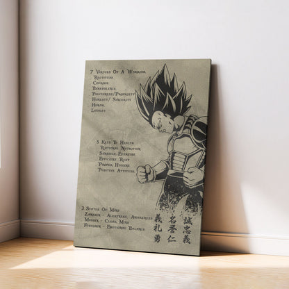 Dragon Ball Canvas Wall Art - DR043 - Vegeta - 7 Virtues of a Warrior - 5 Keys to Health