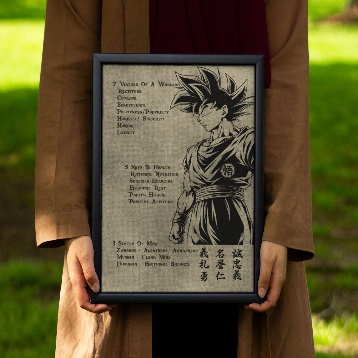 Dragon Ball Canvas Wall Art - DR044 - Goku - 7 Virtues of a Warrior - 5 Keys to Health