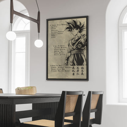 Dragon Ball Canvas Wall Art - DR044 - Goku - 7 Virtues of a Warrior - 5 Keys to Health