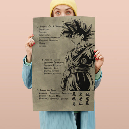 Dragon Ball Canvas Wall Art - DR044 - Goku - 7 Virtues of a Warrior - 5 Keys to Health
