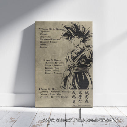 Dragon Ball Canvas Wall Art - DR044 - Goku - 7 Virtues of a Warrior - 5 Keys to Health