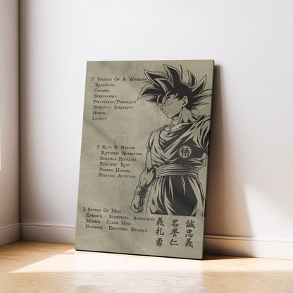 Dragon Ball Canvas Wall Art - DR044 - Goku - 7 Virtues of a Warrior - 5 Keys to Health
