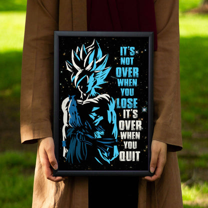 Dragon Ball Canvas Wall Art - DR048 - Super Saiyan Blue Goku - It's Not Over When You Lose