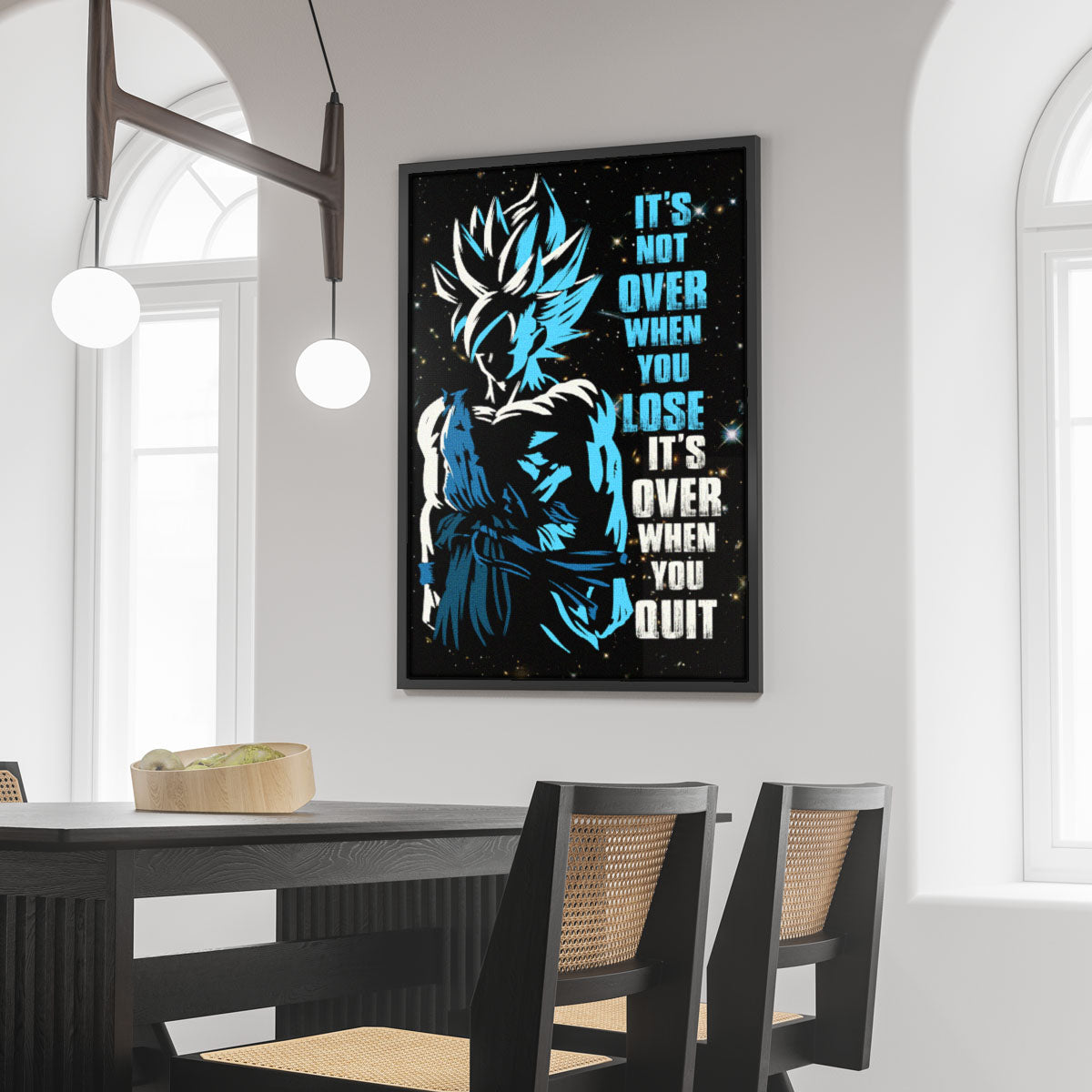 Dragon Ball Canvas Wall Art - DR048 - Super Saiyan Blue Goku - It's Not Over When You Lose
