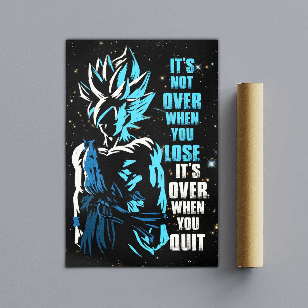 Dragon Ball Canvas Wall Art - DR048 - Super Saiyan Blue Goku - It's Not Over When You Lose