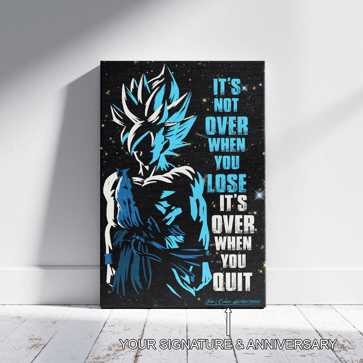 Dragon Ball Canvas Wall Art - DR048 - Super Saiyan Blue Goku - It's Not Over When You Lose