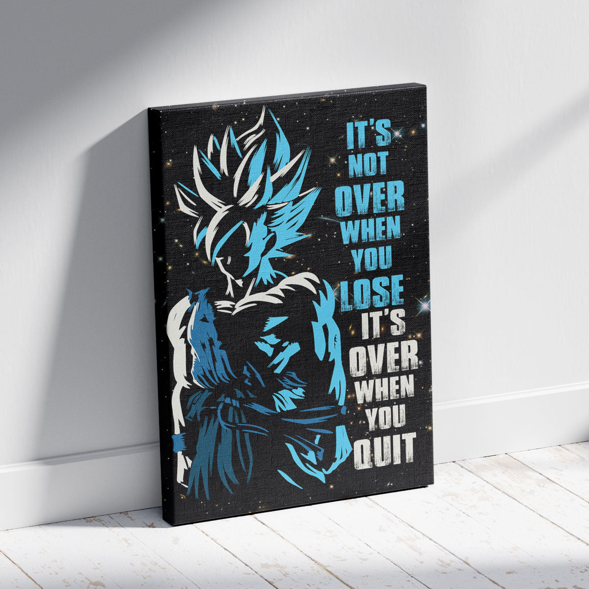 Dragon Ball Canvas Wall Art - DR048 - Super Saiyan Blue Goku - It's Not Over When You Lose