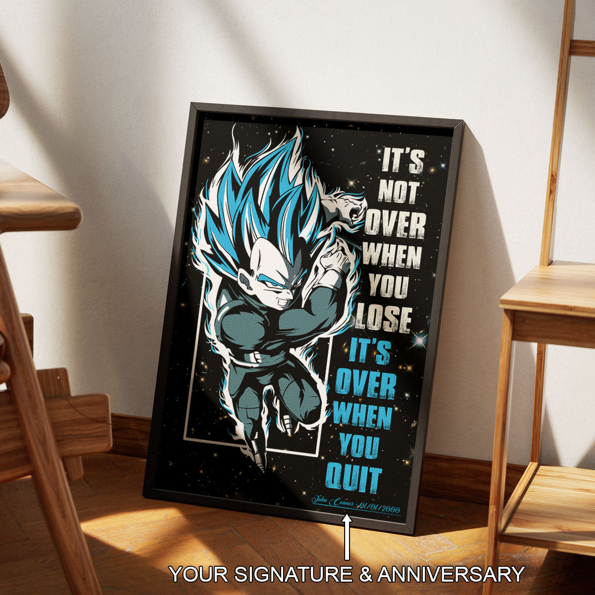 Dragon Ball Canvas Wall Art - DR049 - Super Saiyan Blue Vegeta - It's Not Over When You Lose