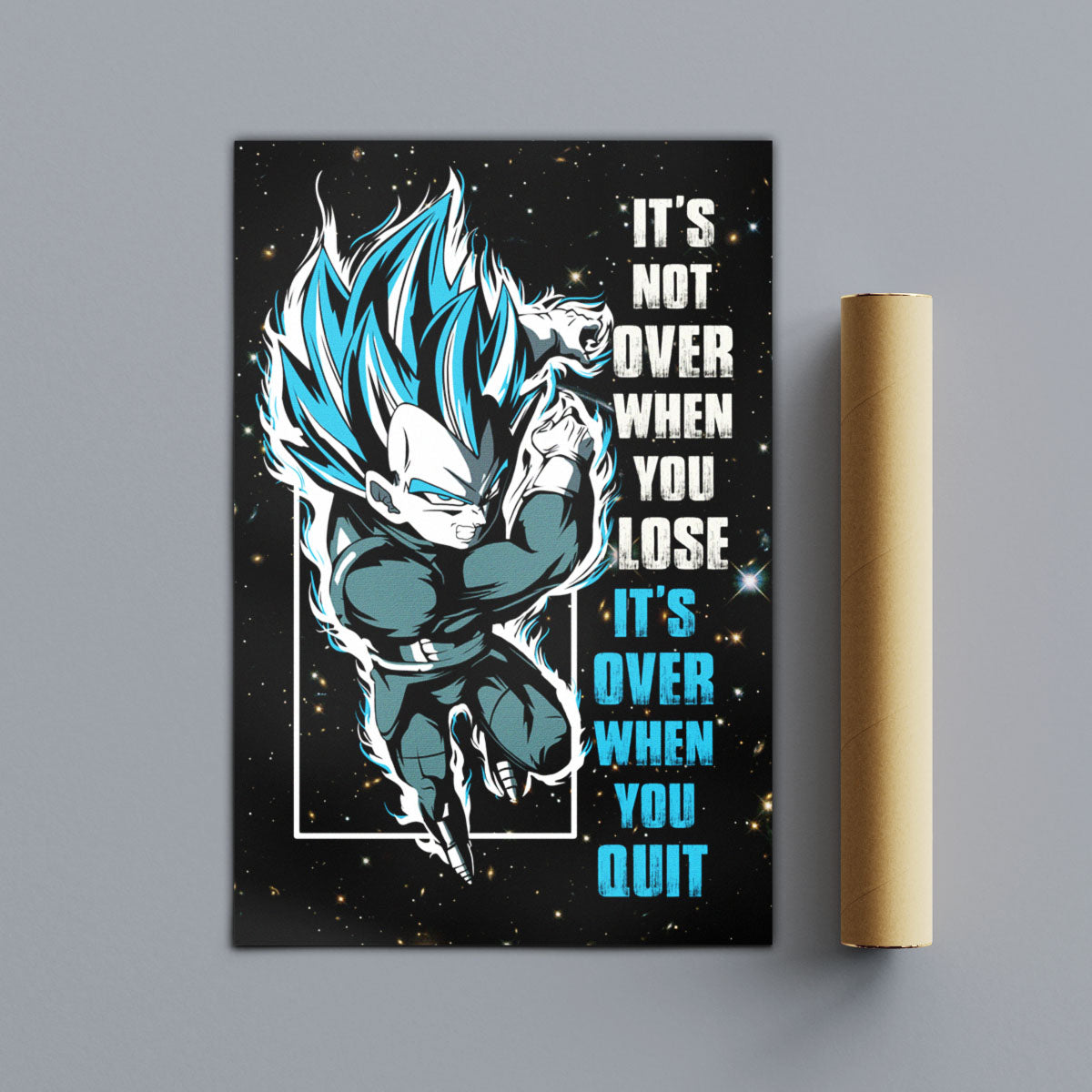Dragon Ball Canvas Wall Art - DR049 - Super Saiyan Blue Vegeta - It's Not Over When You Lose
