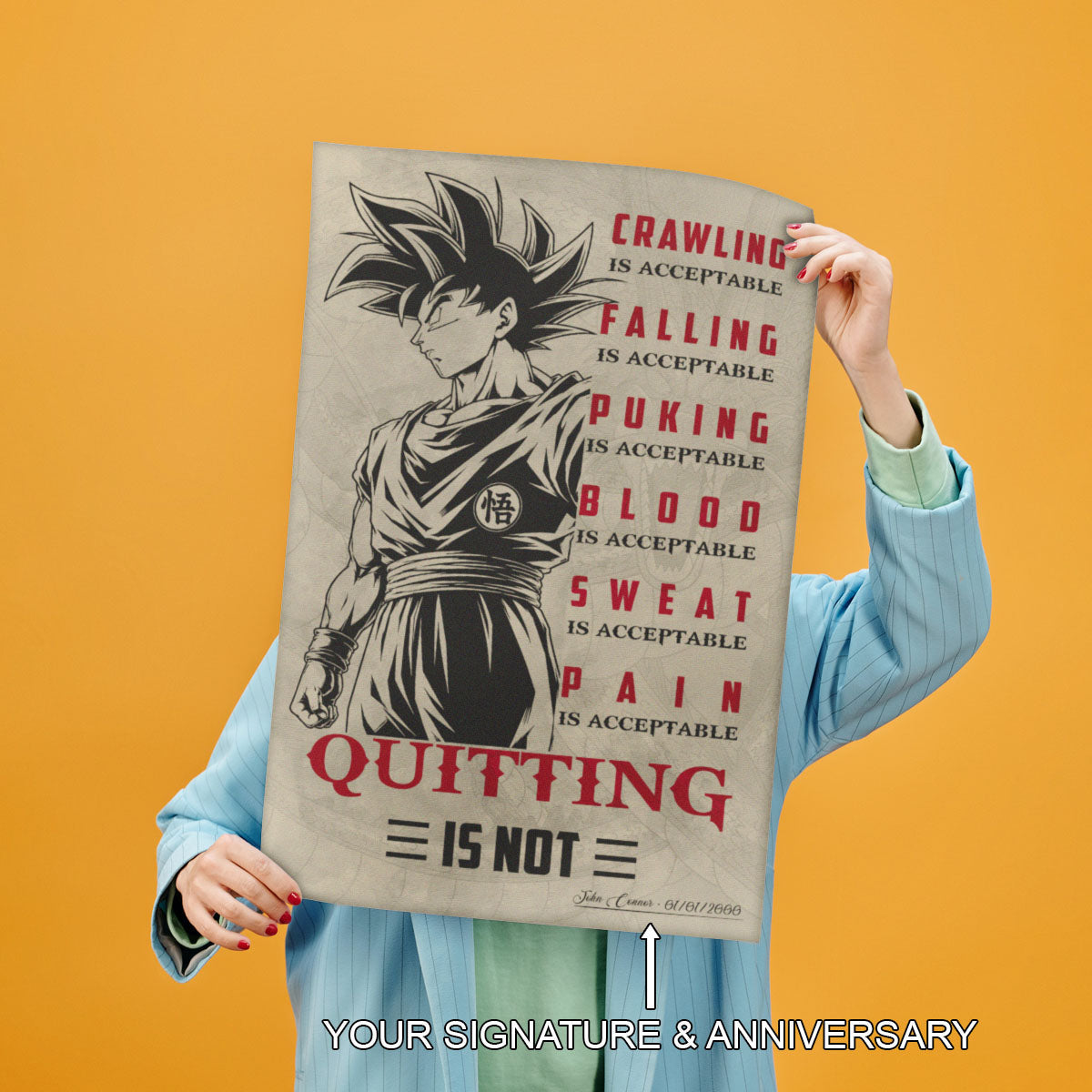 Dragon Ball Canvas Wall Art - DR055 - Super Saiyan Goku - Quitting Is Not