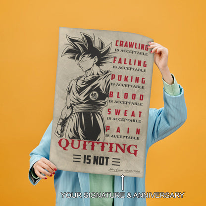 Dragon Ball Canvas Wall Art - DR055 - Super Saiyan Goku - Quitting Is Not