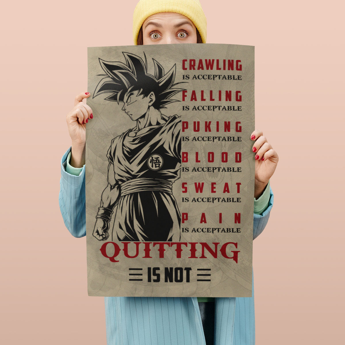 Dragon Ball Canvas Wall Art - DR055 - Super Saiyan Goku - Quitting Is Not
