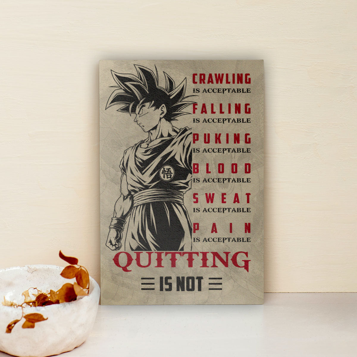 Dragon Ball Canvas Wall Art - DR055 - Super Saiyan Goku - Quitting Is Not