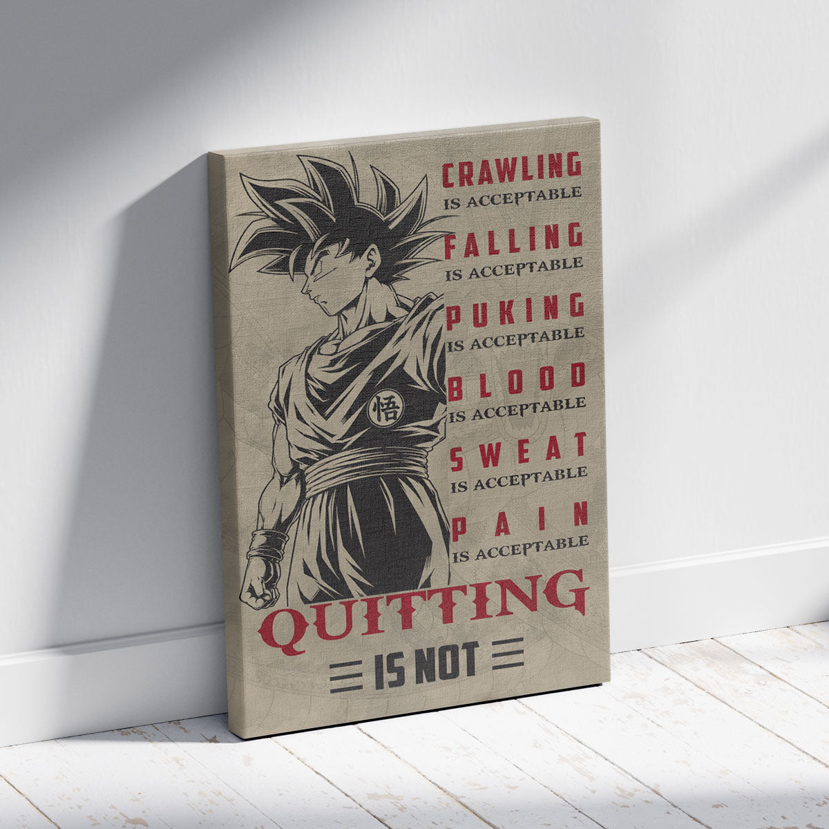 Dragon Ball Canvas Wall Art - DR055 - Super Saiyan Goku - Quitting Is Not