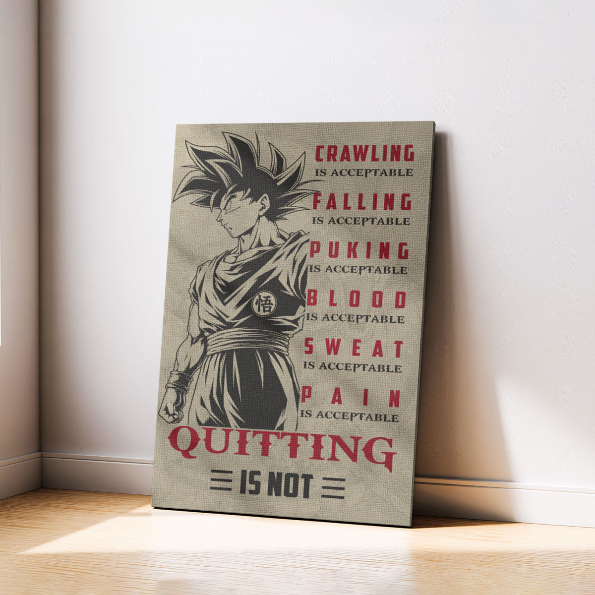 Dragon Ball Canvas Wall Art - DR055 - Super Saiyan Goku - Quitting Is Not