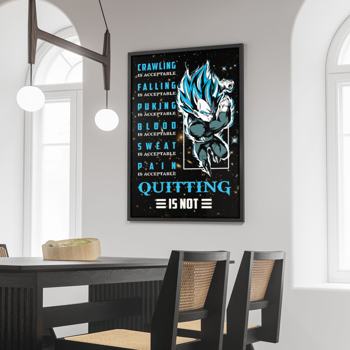 Dragon Ball Canvas Wall Art - DR056 - Super Saiyan Blue Vegeta - Quitting Is Not